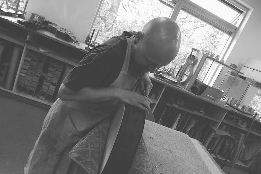 Simon Thorley working in his studio.